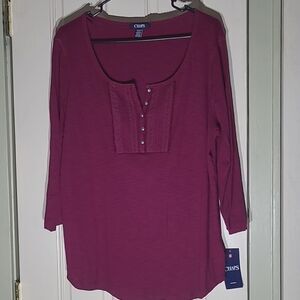 💥Brand New!💥 Chaps Women's 3/4 Length Sleeve Top - SIZE 1X